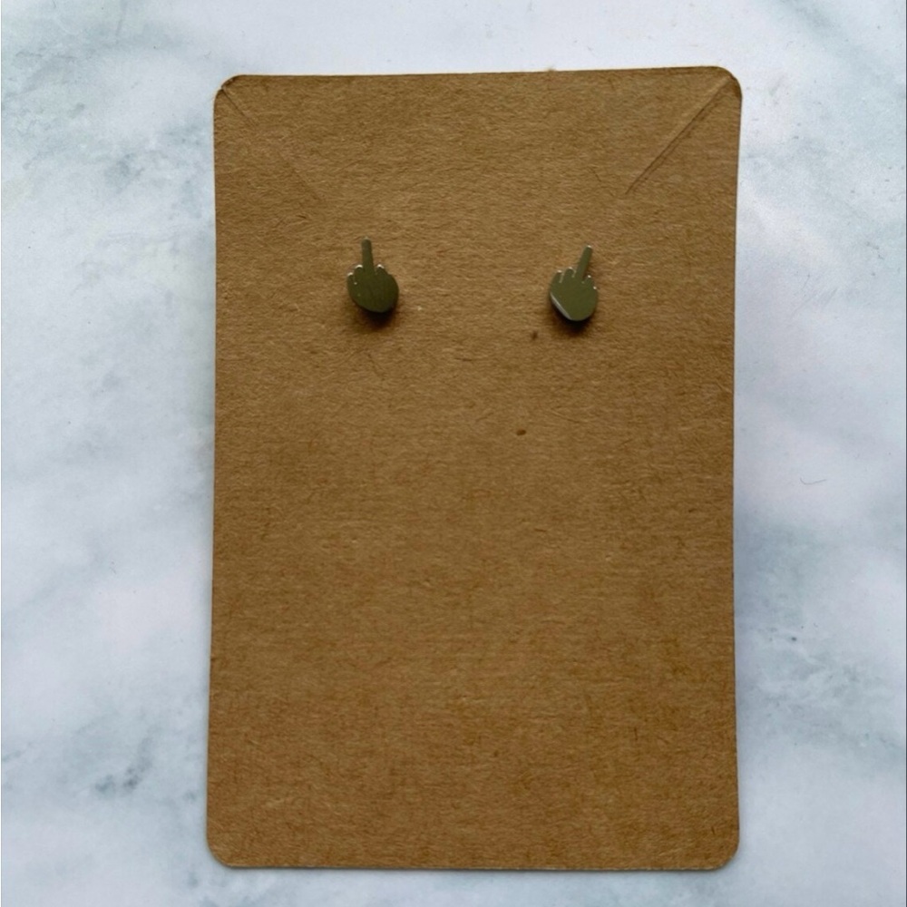 Middle Finger Flip Off Stud Earrings